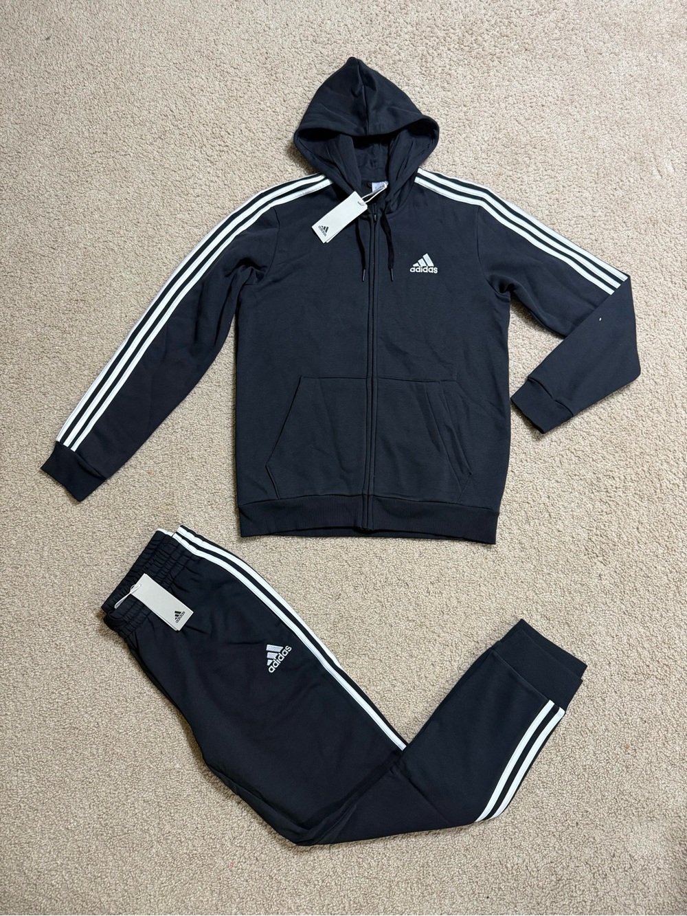 adidas Essentials Tracksuit Mens Authentic 2 Piece Set Sweatsuit Sz M, XL, 2XL
